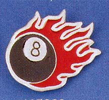 Flaming 8 Ball Belt Buckle (Red flames) (bb43) (Sale price!) 