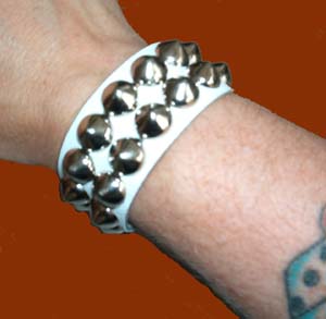 2 Row Cone Bracelet- White Leather
