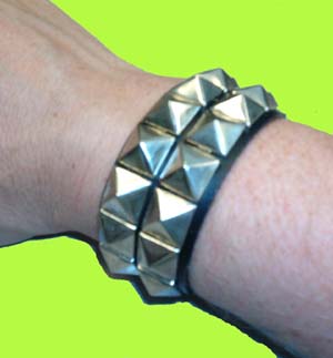 2 Row Pyramid Bracelet- Black Leather