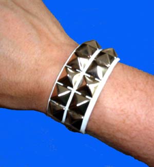 2 Row Pyramid Bracelet- White Leather