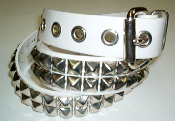 Show product details for 2 Row Pyramid Belt- White PVC (VEGAN!!) (with removable buckle!) (Sale price!)