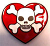 Show product details for Skull And Crossbones In Heart Powdercoated belt buckle (bb264)