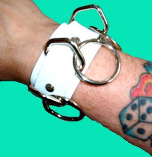 3 Ring bondage bracelet- White Leather