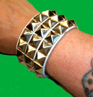 3 Row Pyramid Bracelet- White Leather