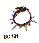 Alternating 1" & 1/2" Spikes on a Buckle Black Leather Bracelet