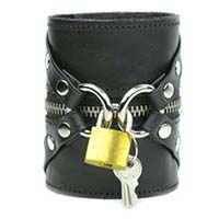Zippers And Lock Black Coach Leather Bracelet by Funk Plus