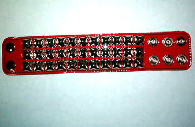 Show product details for 3 Row Pyramid Bracelet- Red patent (Sale price!)