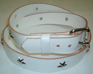 Show product details for Star Studs on a White leather belt (Sale price!)