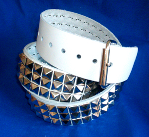 3 Row Pyramid Belt- White Leather