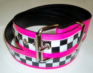 Show product details for Checkerboard Belt- Hot Pink Patent (S- 28.5-33, M- 33-37.5, L- 36-40.5, XL- 39-43.5)