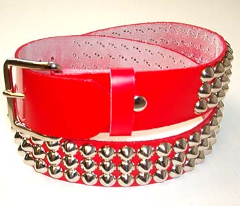 Show product details for 3 Row Cone Belt- Pink Leather (With removable buckle!) (Sale price!)