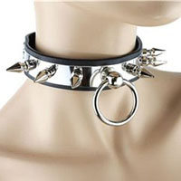 1" Spikes And Bondage Ring Metal Backed Choker by Funk Plus