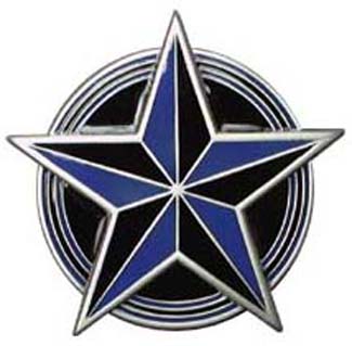 Show product details for Blue & Black Nautical Star In Circle belt buckle (bb139)