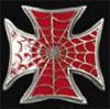 Show product details for Red Iron Cross With Spiderweb belt buckle (bb134)