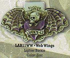 Show product details for SALE - Web Wings Belt Buckle With Refillable Lighter by Lucky 13 (bb354)