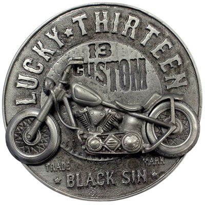 Black Sin Spinning Cycle Wheels belt buckle/bottle opener by Lucky 13 (bb326)