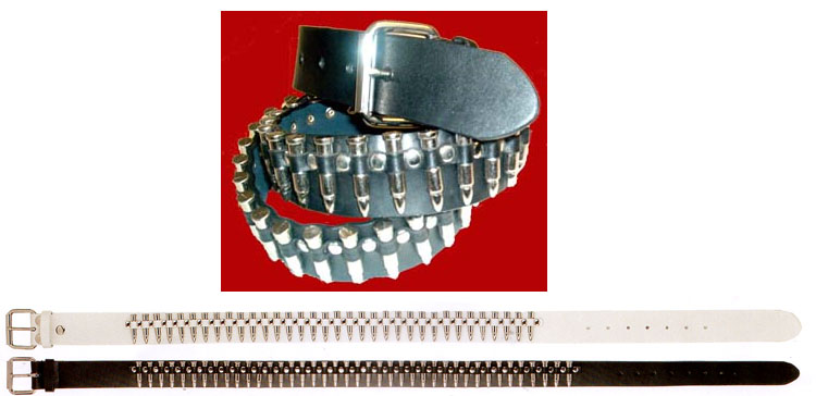 Show product details for Black Leather Belt With Nickle Bullets