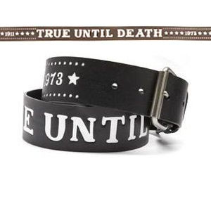 True Until Death on a black leather belt by Sailor Jerry - SALE
