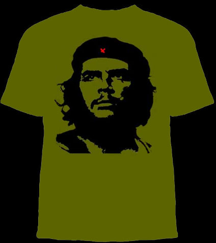 Che Guevara- Classic Pic on an army green shirt
