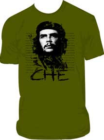 Che Guevara- Face & Quote on an army green shirt