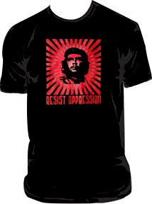 Che Guevara- Resist Oppression on a black shirt