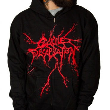 Cattle Decapitation- Logo on a black zip up hooded sweatshirt