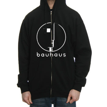 Bauhaus- Face on a black zip up hooded sweatshirt