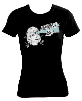 Against Me!- Laser Lady on a black girls fitted shirt (Sale price!)