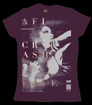 AFI- Crash Love on an eggplant fitted girls shirt (Sale price!)