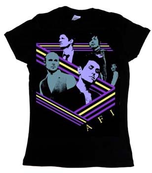 AFI- Group Up on a black fitted girls shirt