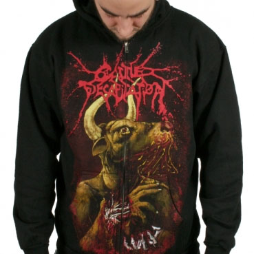 Cattle Decapitation- Minotaur on a black zip up hooded sweatshirt