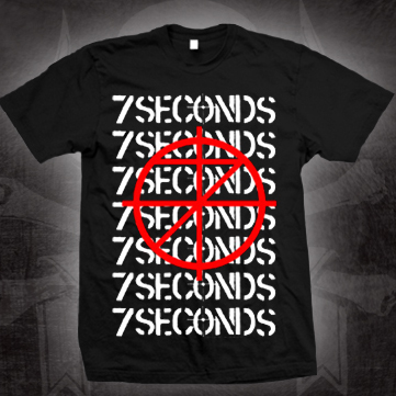 7 Seconds- Scope & Repeating Logo on a black shirt
