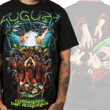 Augury- Consulting The Auguries on front, Hands on back on a black shirt