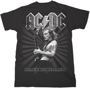 AC/DC- Back In Black (Angus Live) on a black shirt (Sale price!)