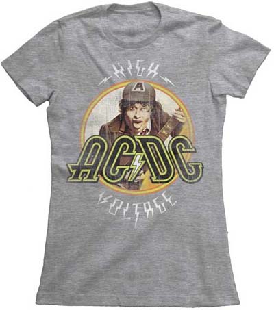 AC/DC- High Voltage on a heather grey fitted girls shirt (Sale price!)
