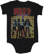Kiss- Love Gun on a black onesie (S- 6m, M- 12m, L- 18m, XL- 24m) (Sale price!)