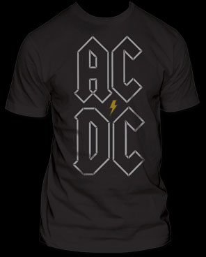 AC/DC- Large Logo on a black guys slim fit shirt (Sale price!)