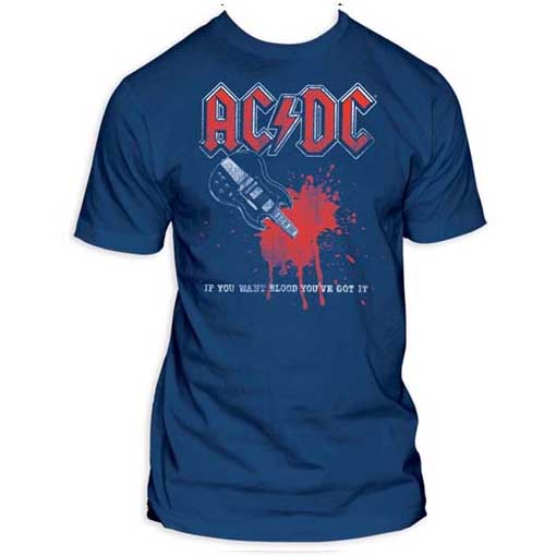 AC/DC- If You Want Blood on a blue guys slim fit shirt