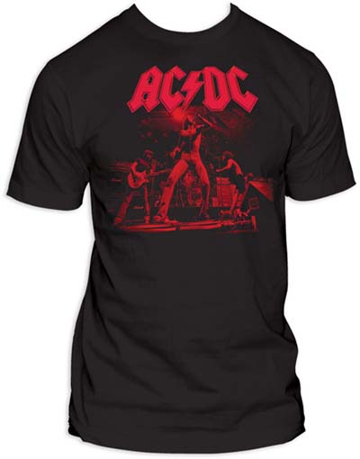 AC/DC- Live & Red on a black guys slim fit shirt