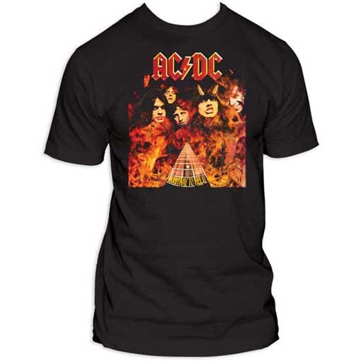 AC/DC- Highway To Hell (Band Pic With Flames) on a black shirt