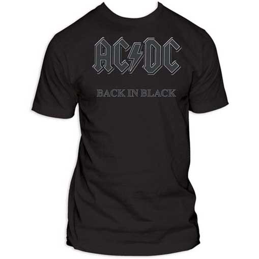AC/DC- Back In Black on a black shirt