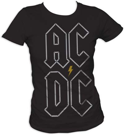 AC/DC- Large Logo on a black girls fitted shirt
