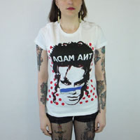 Adam Ant- Face on a white girls fitted shirt