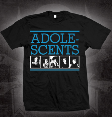 Adolescents- Album 1 Cover on a black shirt