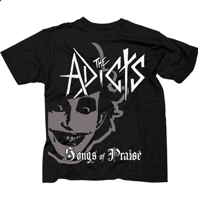 Adicts- Songs Of Praise Oversized Print on a black shirt