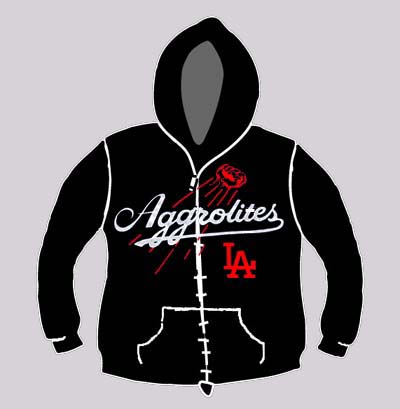 Aggrolites- Dodger Logo on a black zip up hooded sweatshirt (Sale price!)