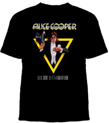 Alice Cooper- Welcome To My Nightmare on a black shirt