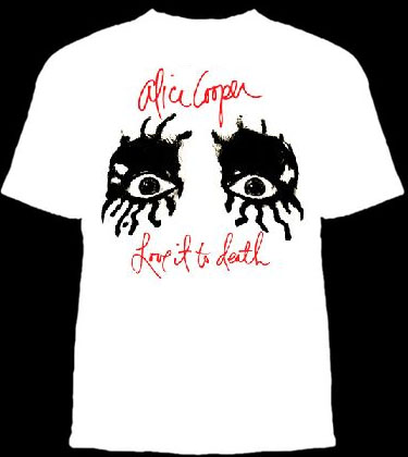 Alice Cooper- Love It To Death on a white slim fit shirt