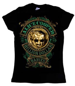 Alice Cooper- Billion Dollar Babies on a black girls fitted shirt