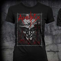 Amebix- Face With Crucifixions on a black girls fitted shirt